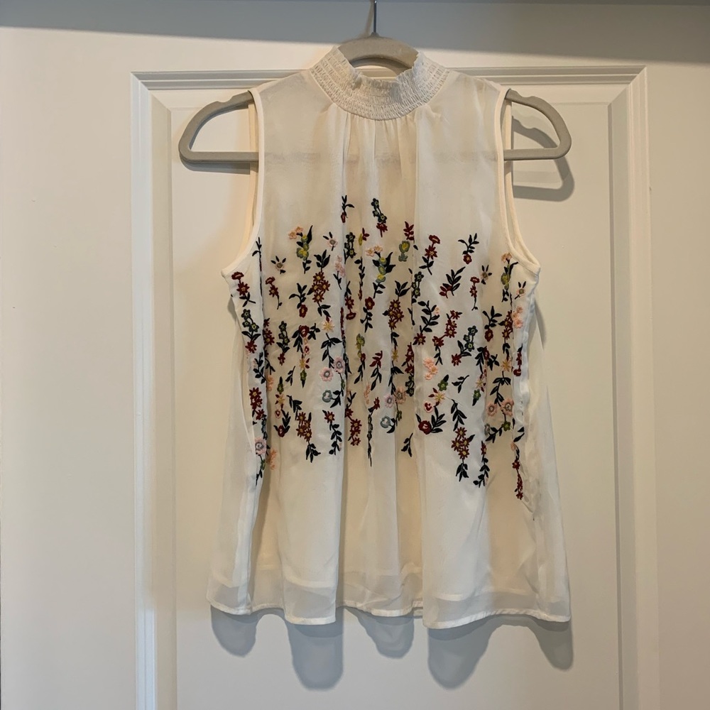 Ann Taylor Factory Floral Embroidered Top